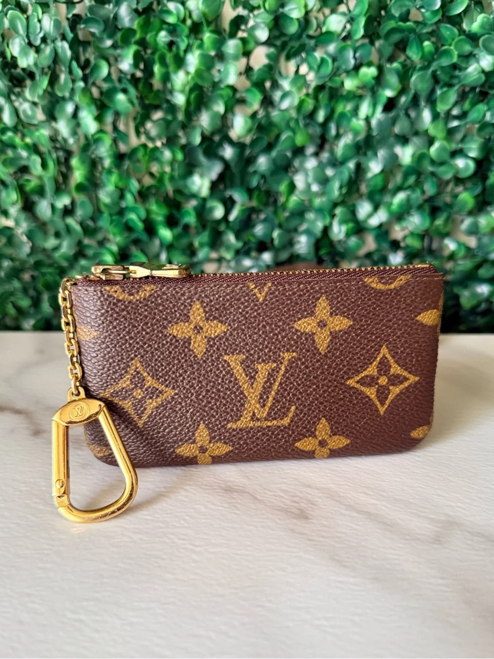 Louis Vuitton Monogram Key Pouch - Brown/Gold Vintage